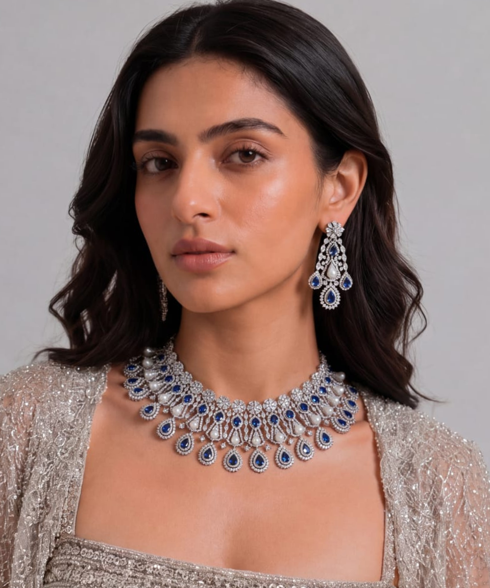 Sheesh Mahal Sapphire Set