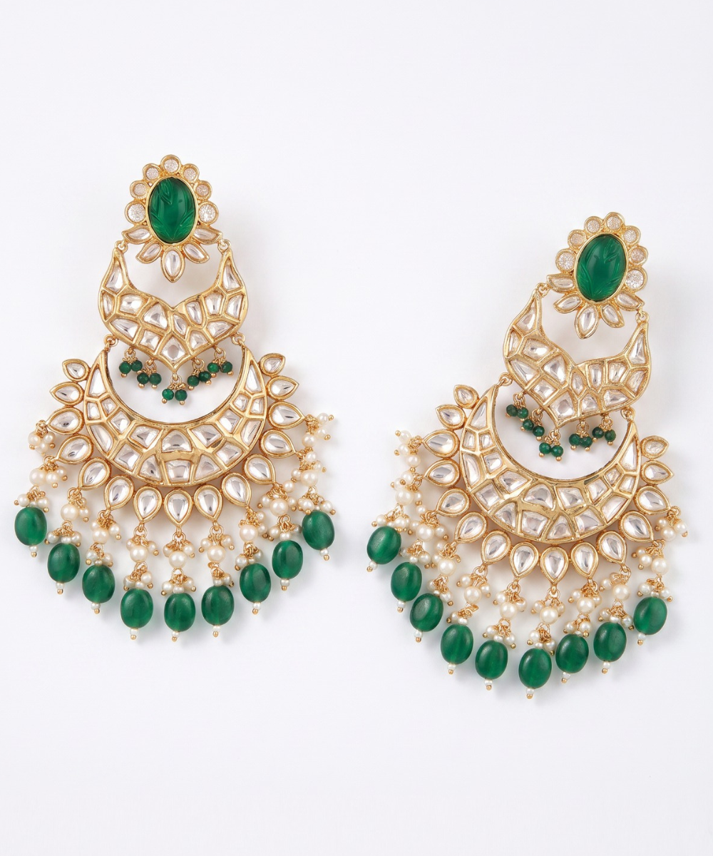 Emerald Green Polki Chandbali