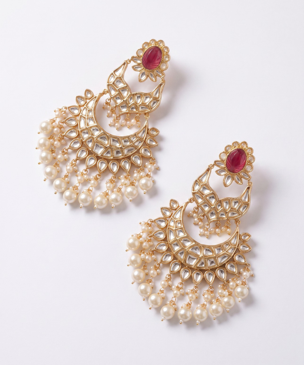 Red Polki Chandbali