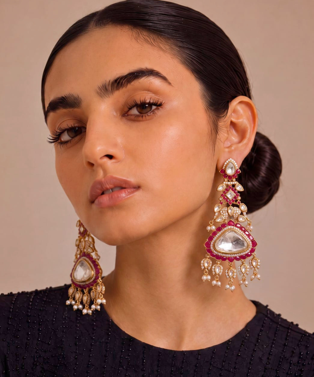 Noor Ruby Pink Polki Drops