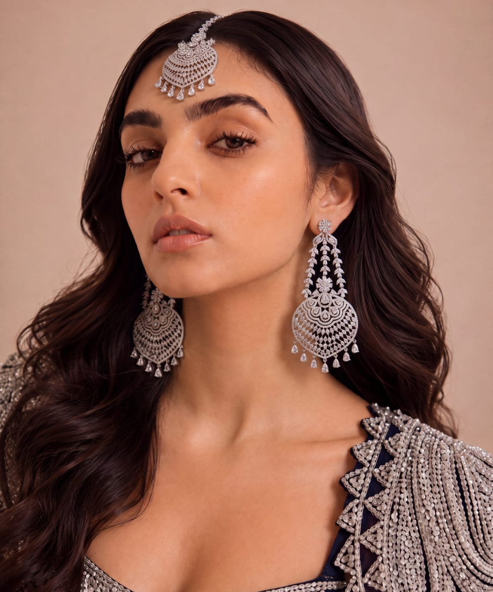 Sheesh Mahal Earrings & Maang Tikka Set