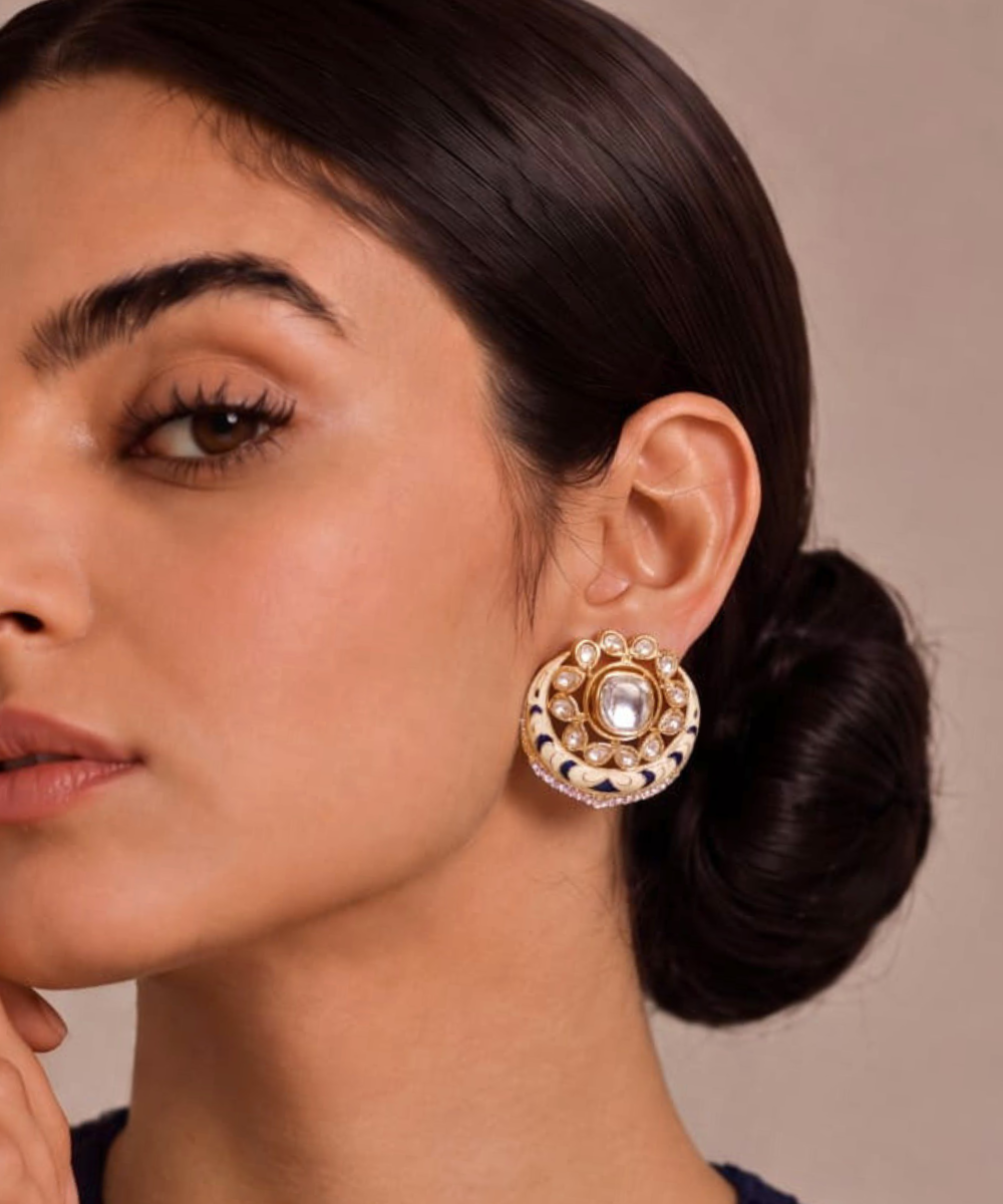 Noor Navy Blue Crescent Studs