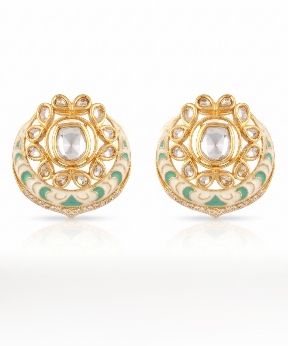 Noor Mint Green Crescent Studs