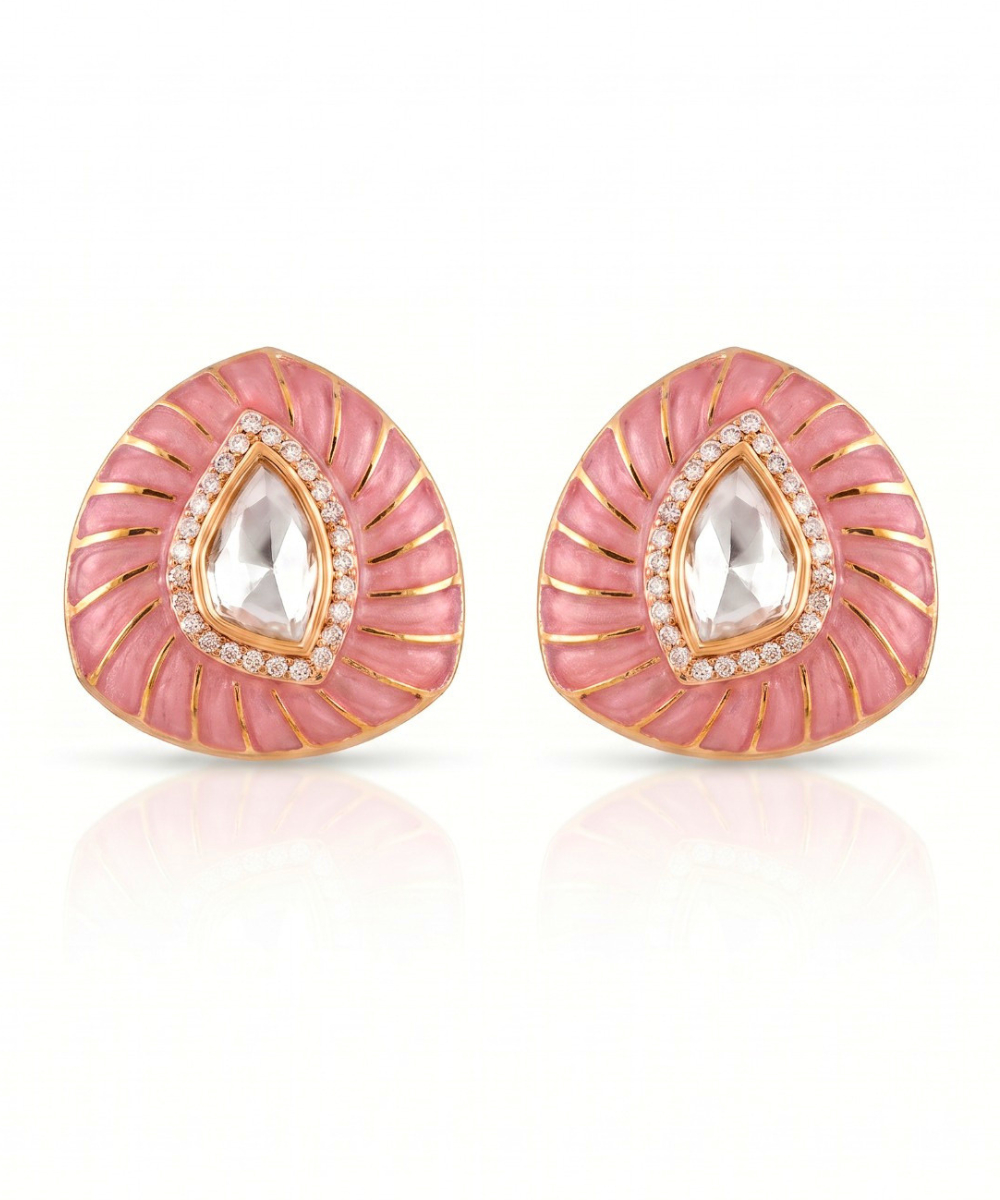 Noor Petal Polki Studs – Baby Pink