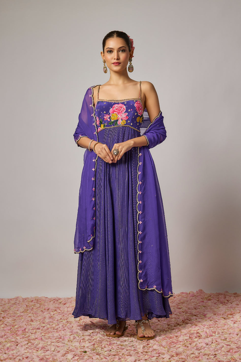 Deep Purple Hand Embroidered Anarkali Set