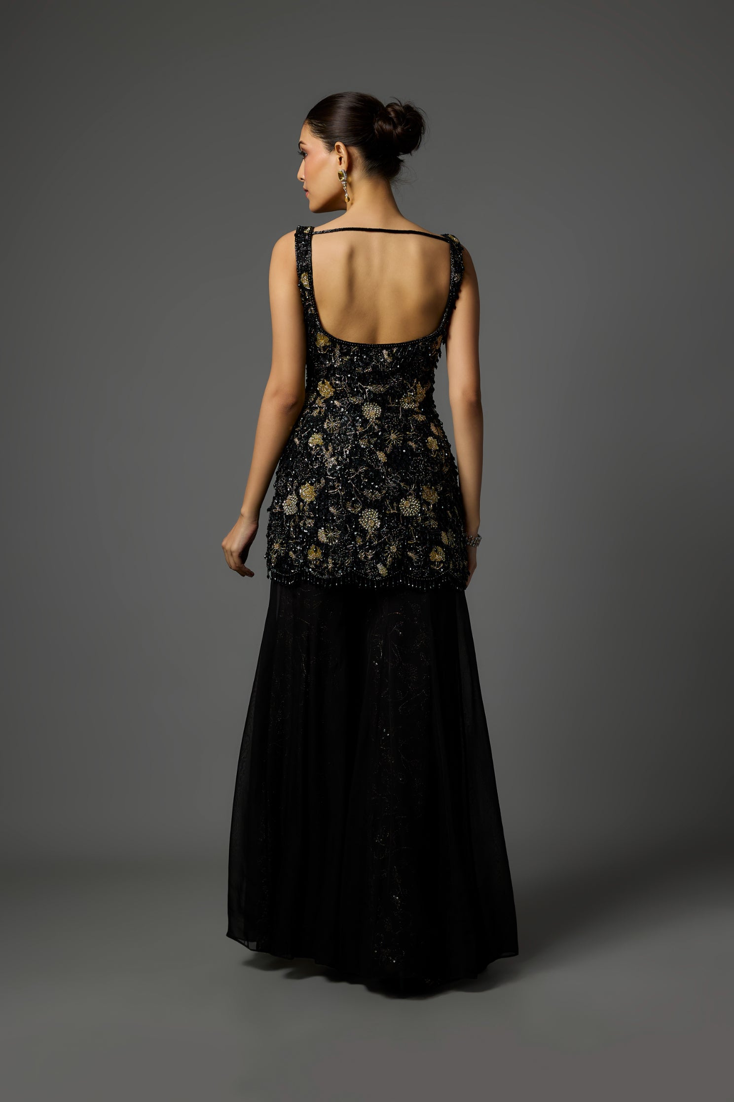 Black Sharara Set With Hand Embroidery