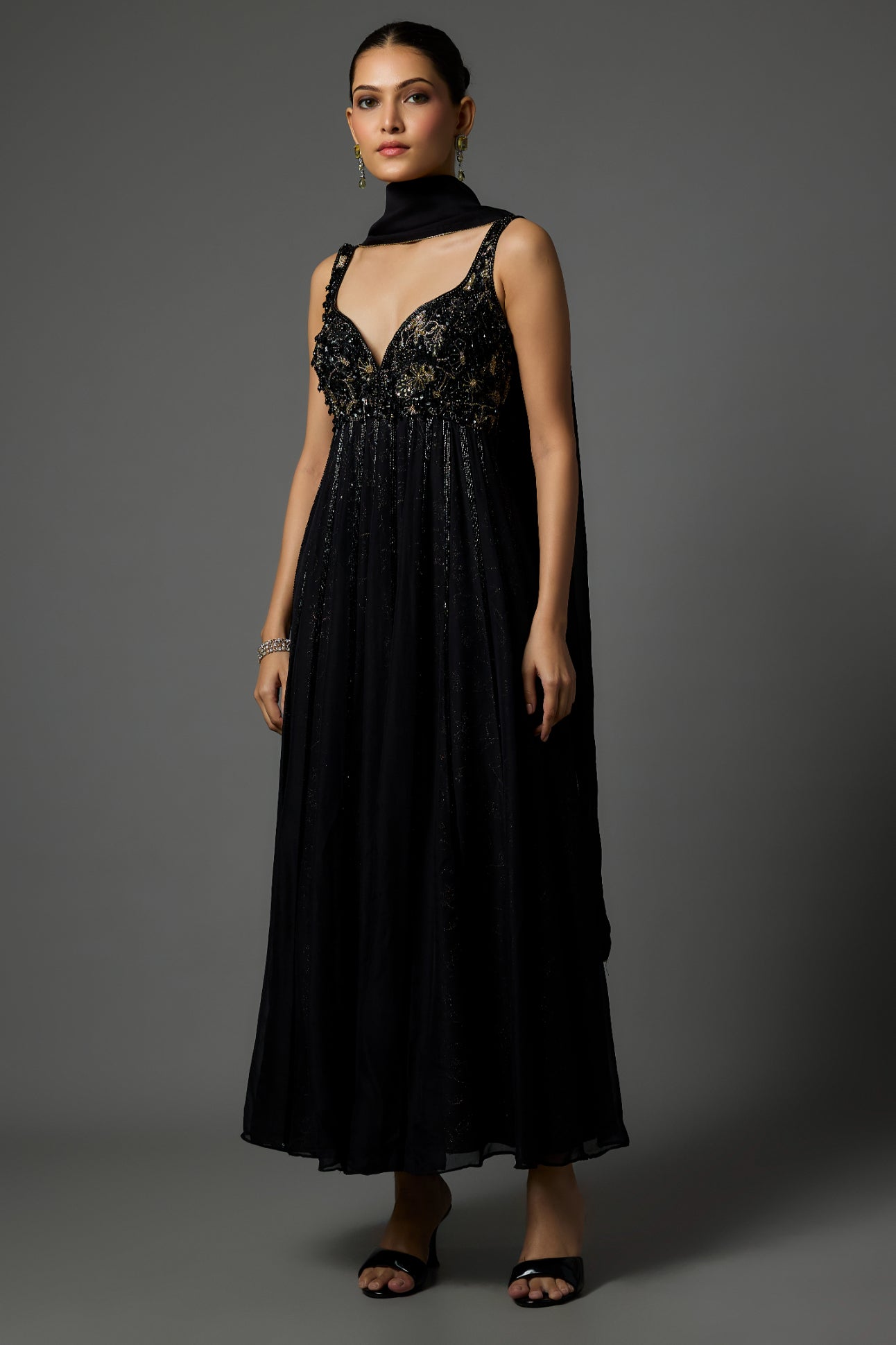 Black Organza Anarkali