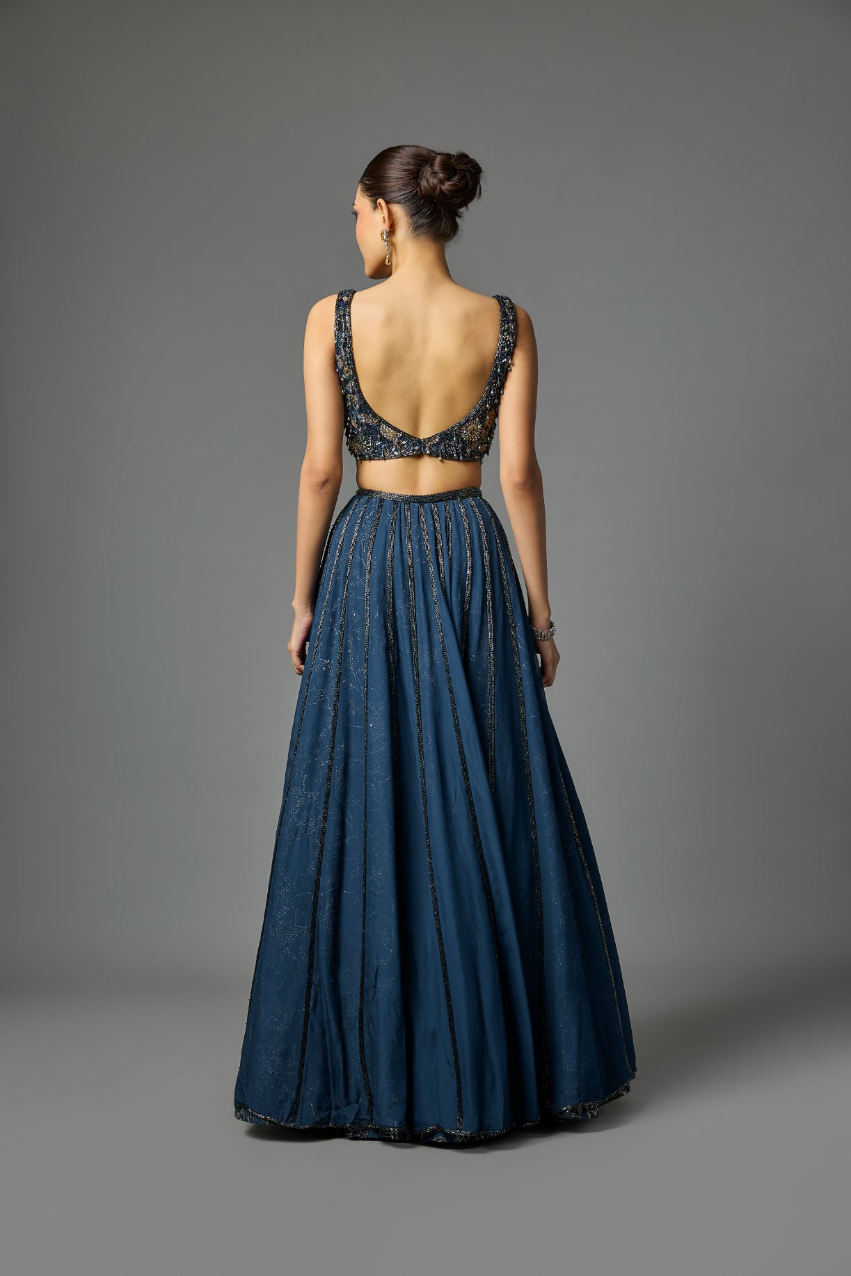 Deep Sapphire Blue Embroidered Lehenga
