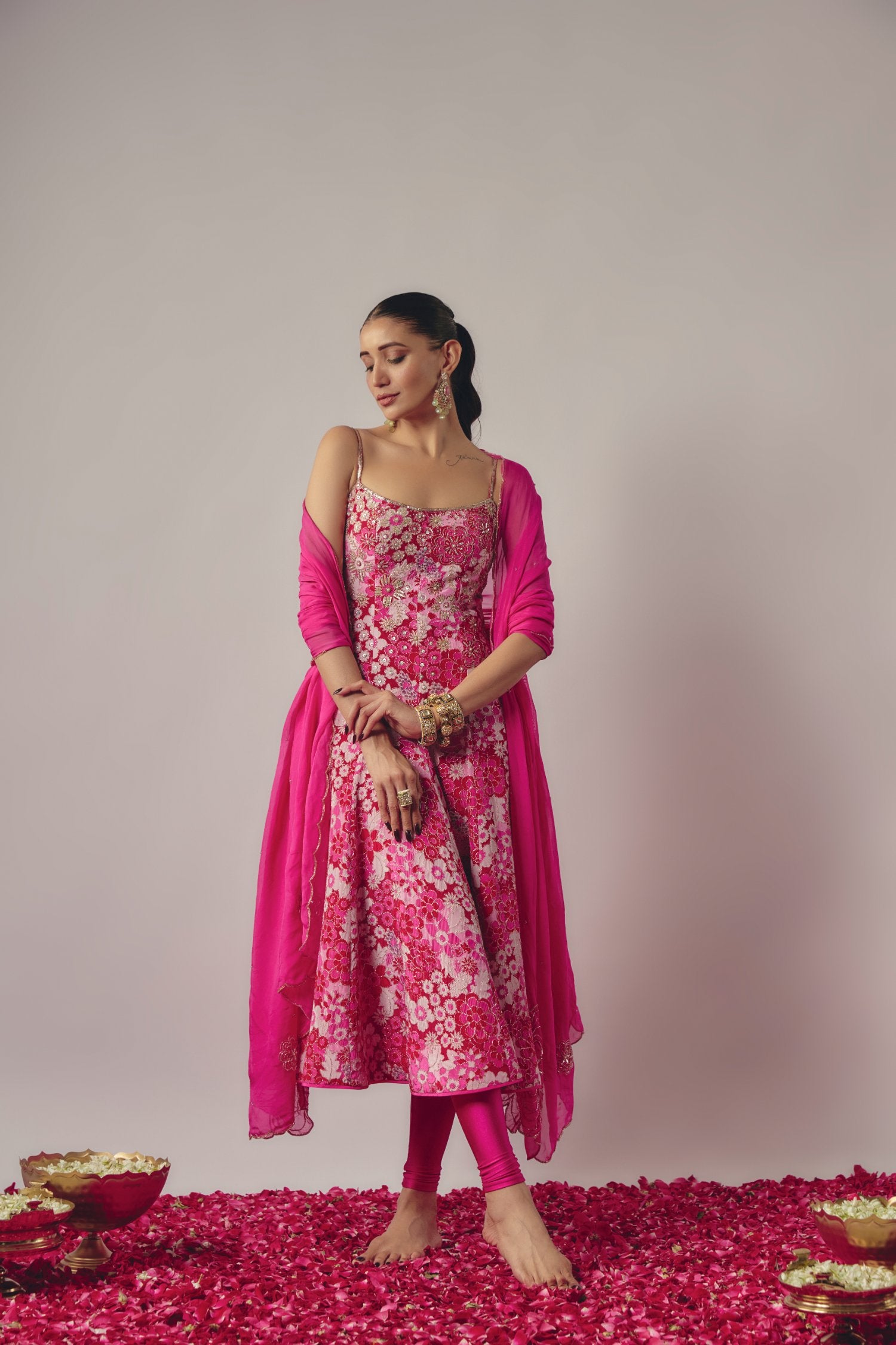 Pink Embroidered Anarkali Set