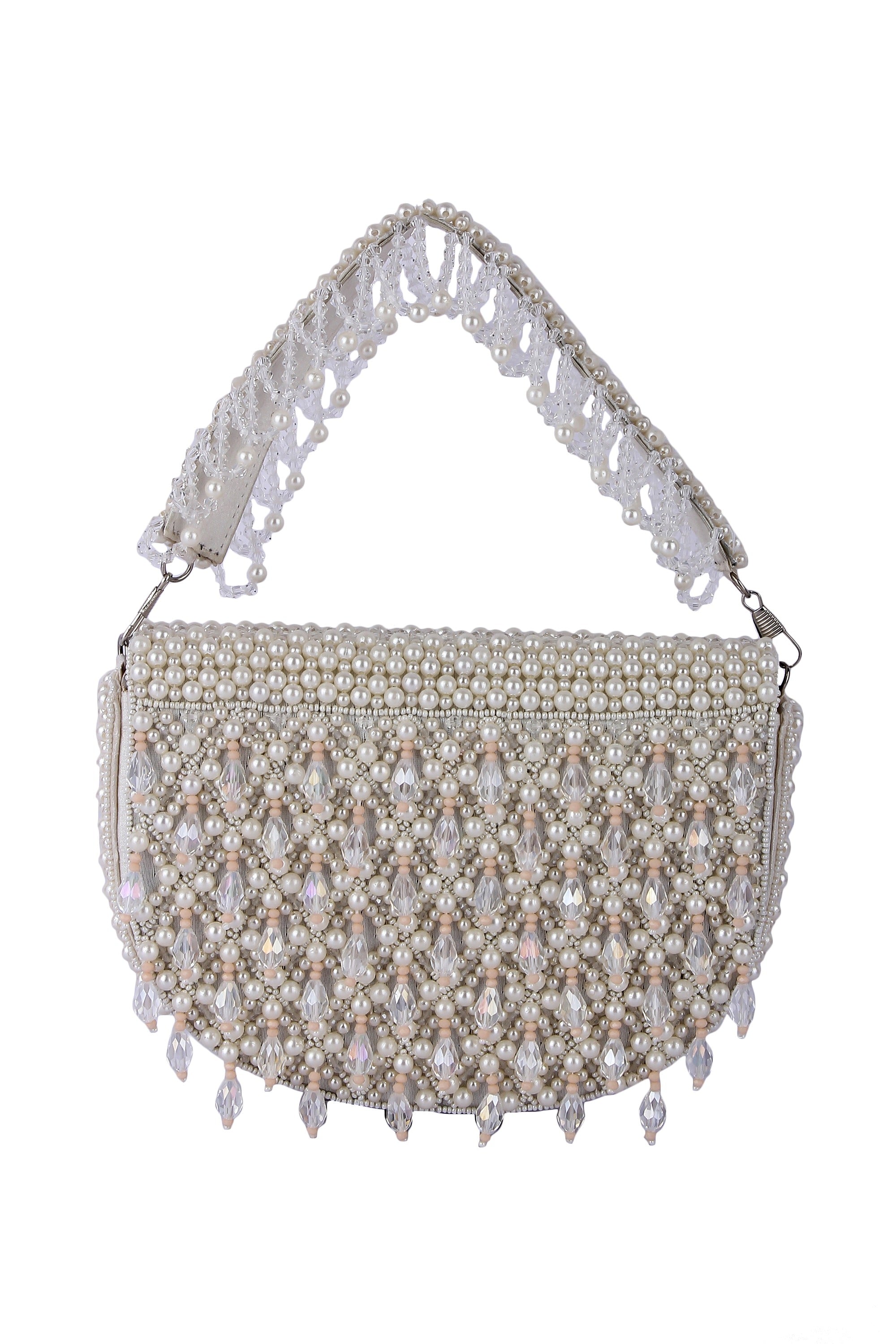 Rubeena White Pearl Clutch