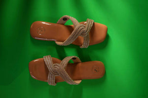 Silver String Nude Base Sandals