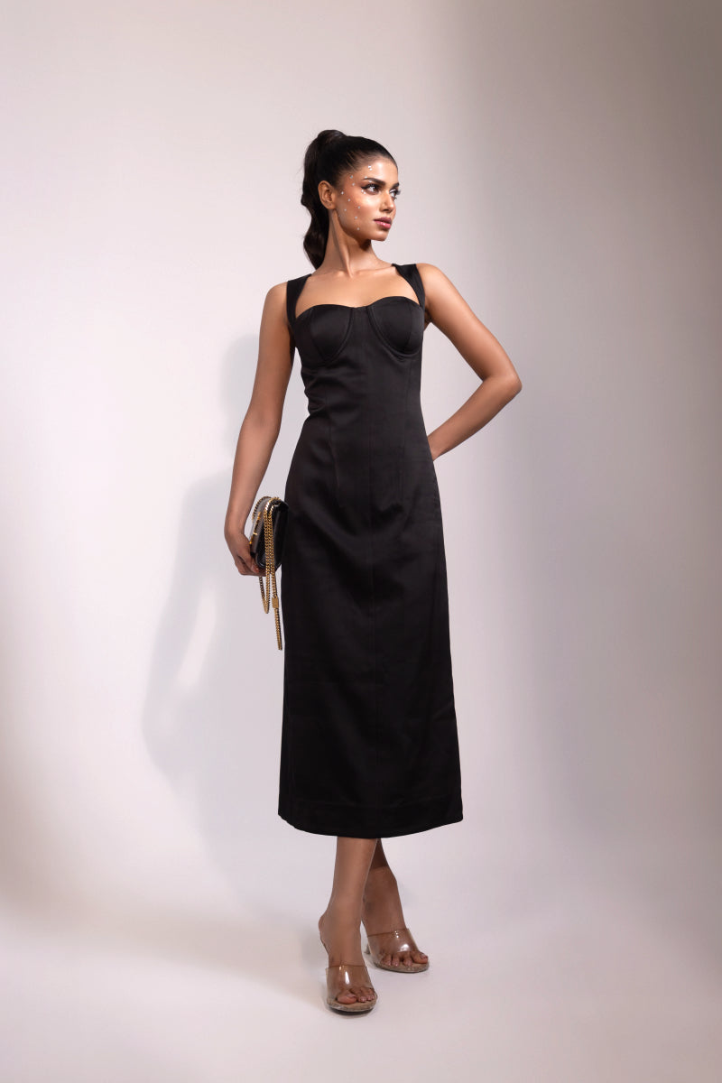 Classic Black Bodycon Midi Dress