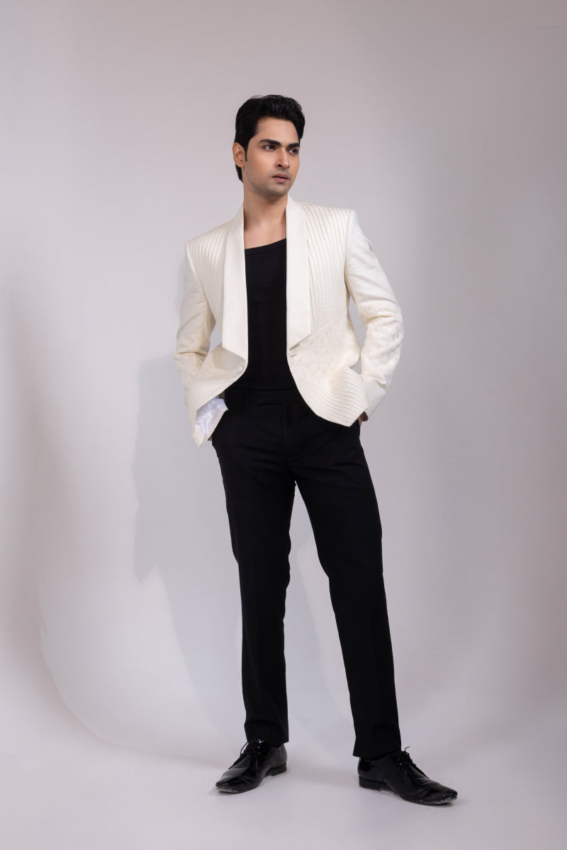 White Textured Blazer