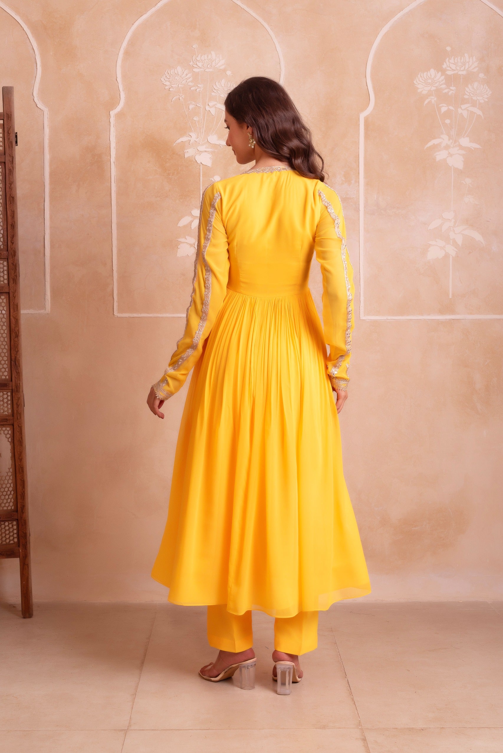 Yellow Georgette Gotapatti Anarkali Suit Set