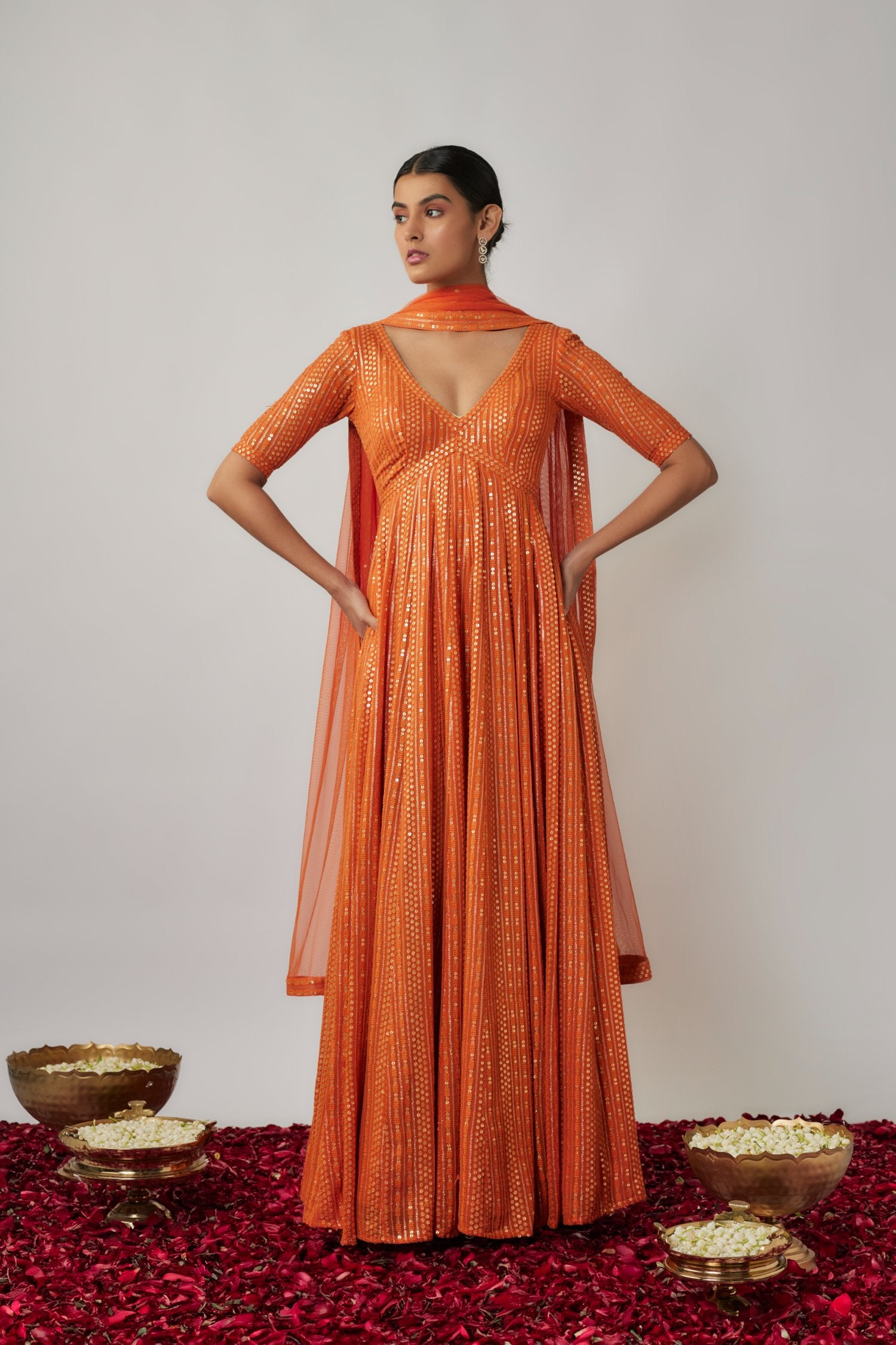 Embroidered Georgette Anarkali Gown Set