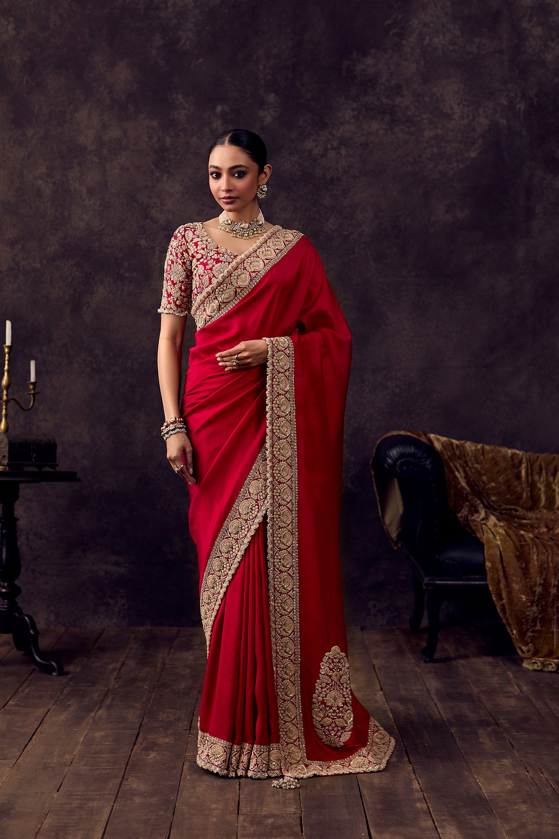 As Maal Resham Butta Saree