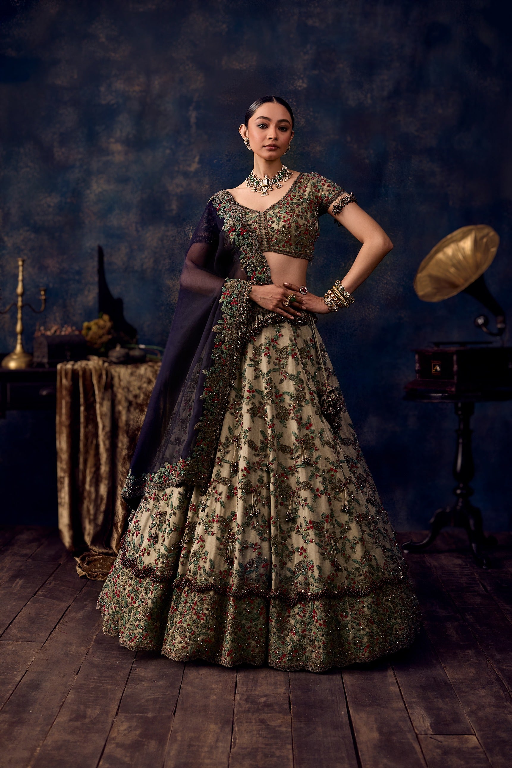 Av Dori Thread Tissue Lehenga