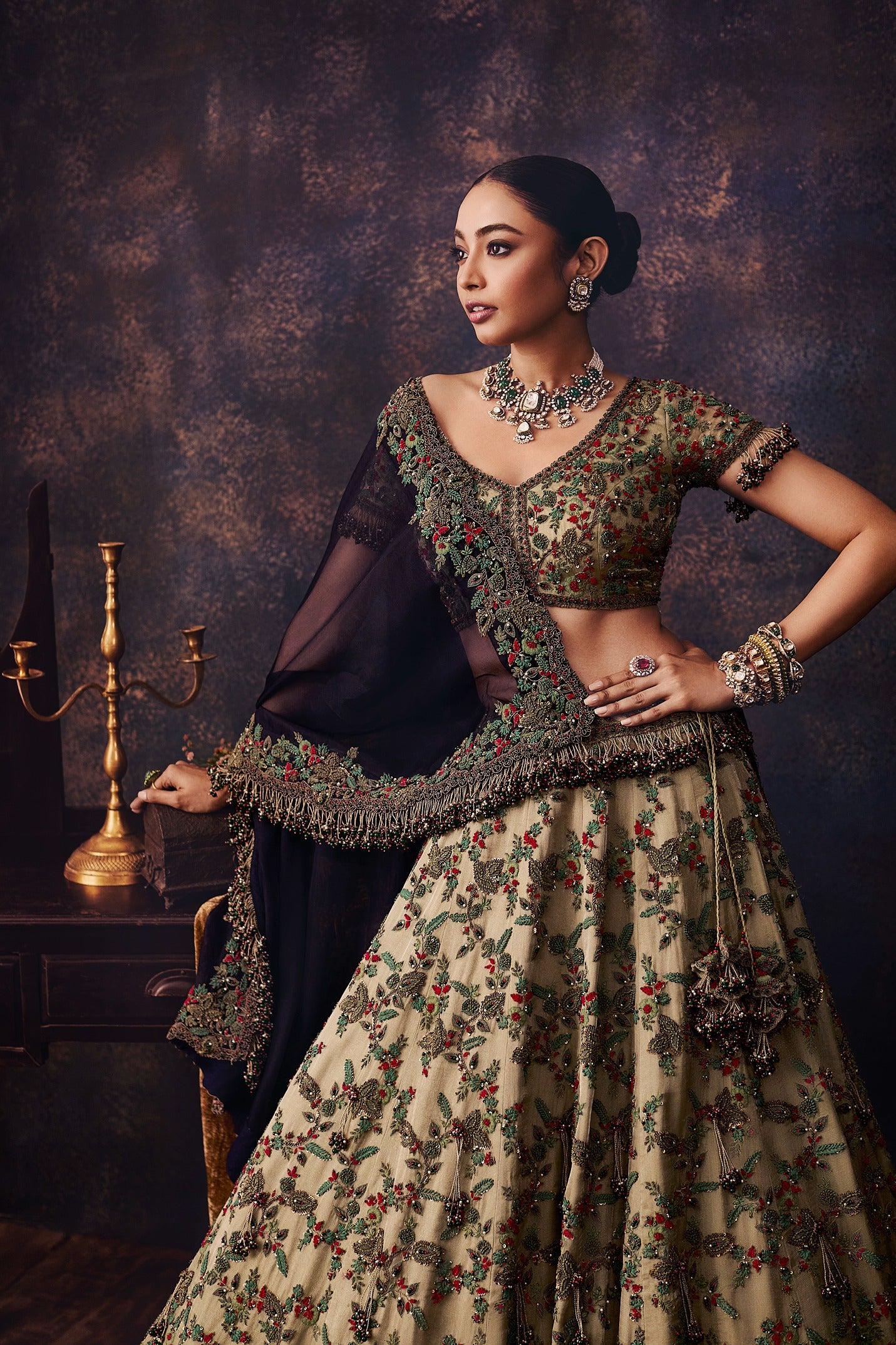 Av Dori Thread Tissue Lehenga