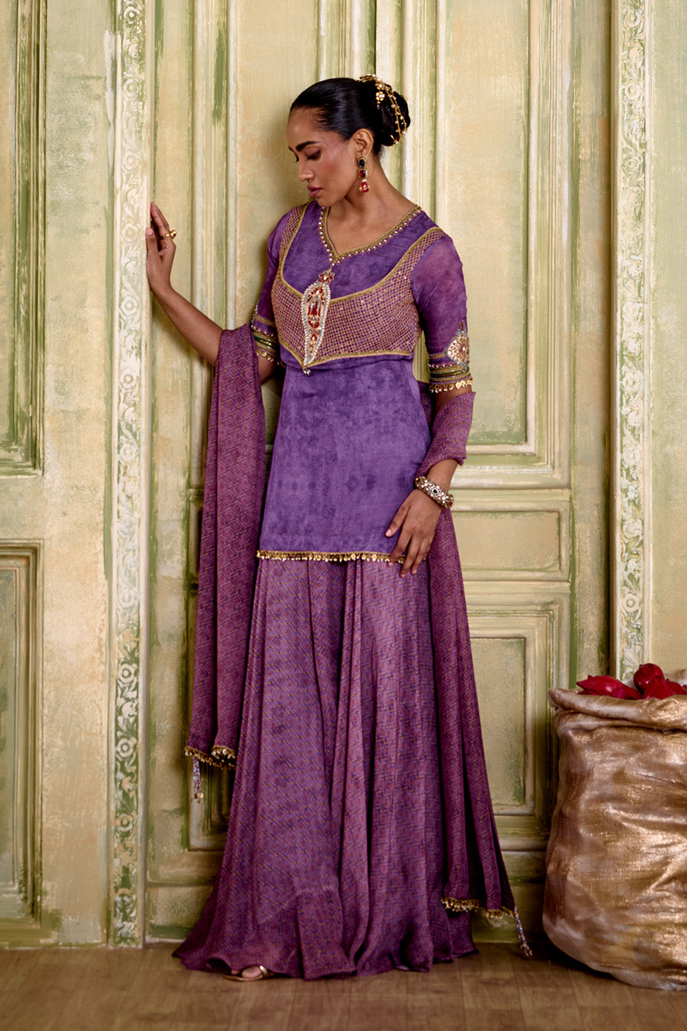 Afsana embroidered lilac sharara set