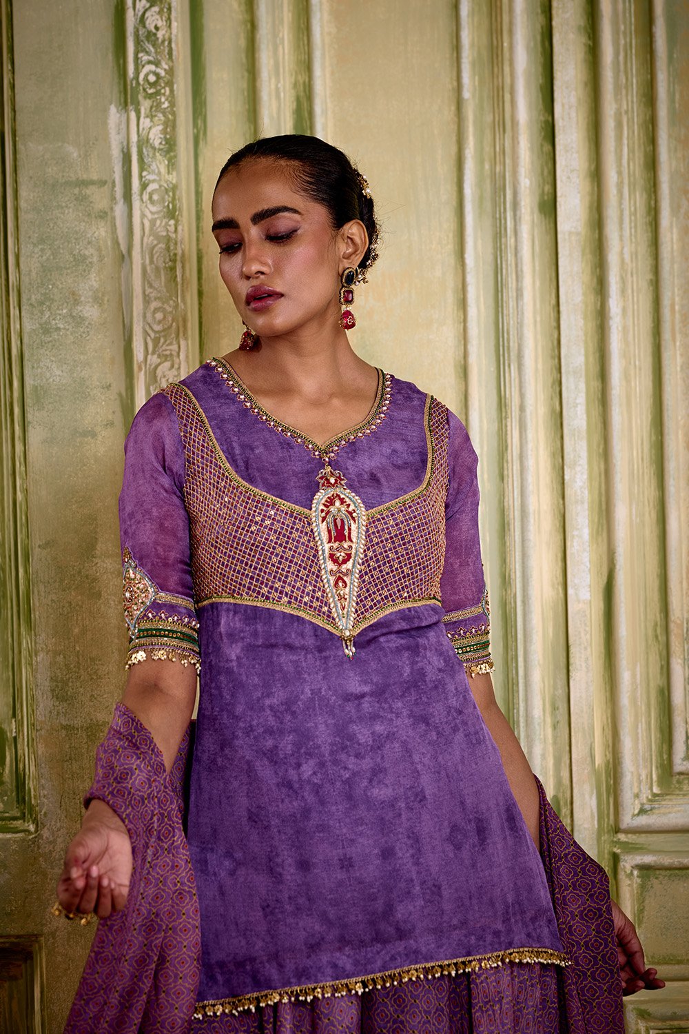 Afsana embroidered lilac sharara set