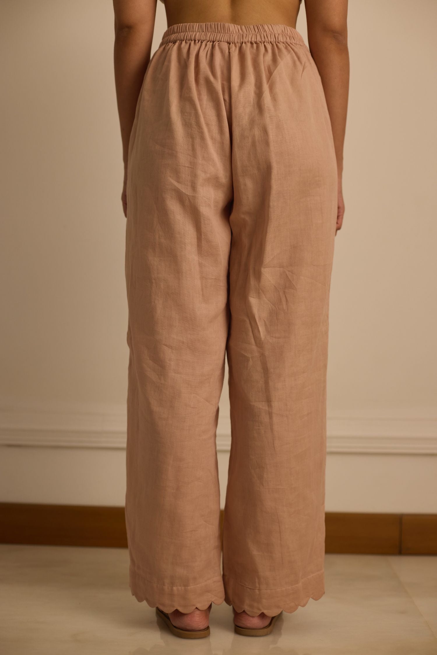 Beige Scalloped Pants