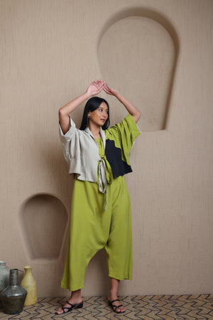 Short Front Open Jacket Contrast Color - Meiala