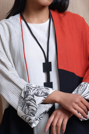 Open Jacket With Leaft Print - Meiala