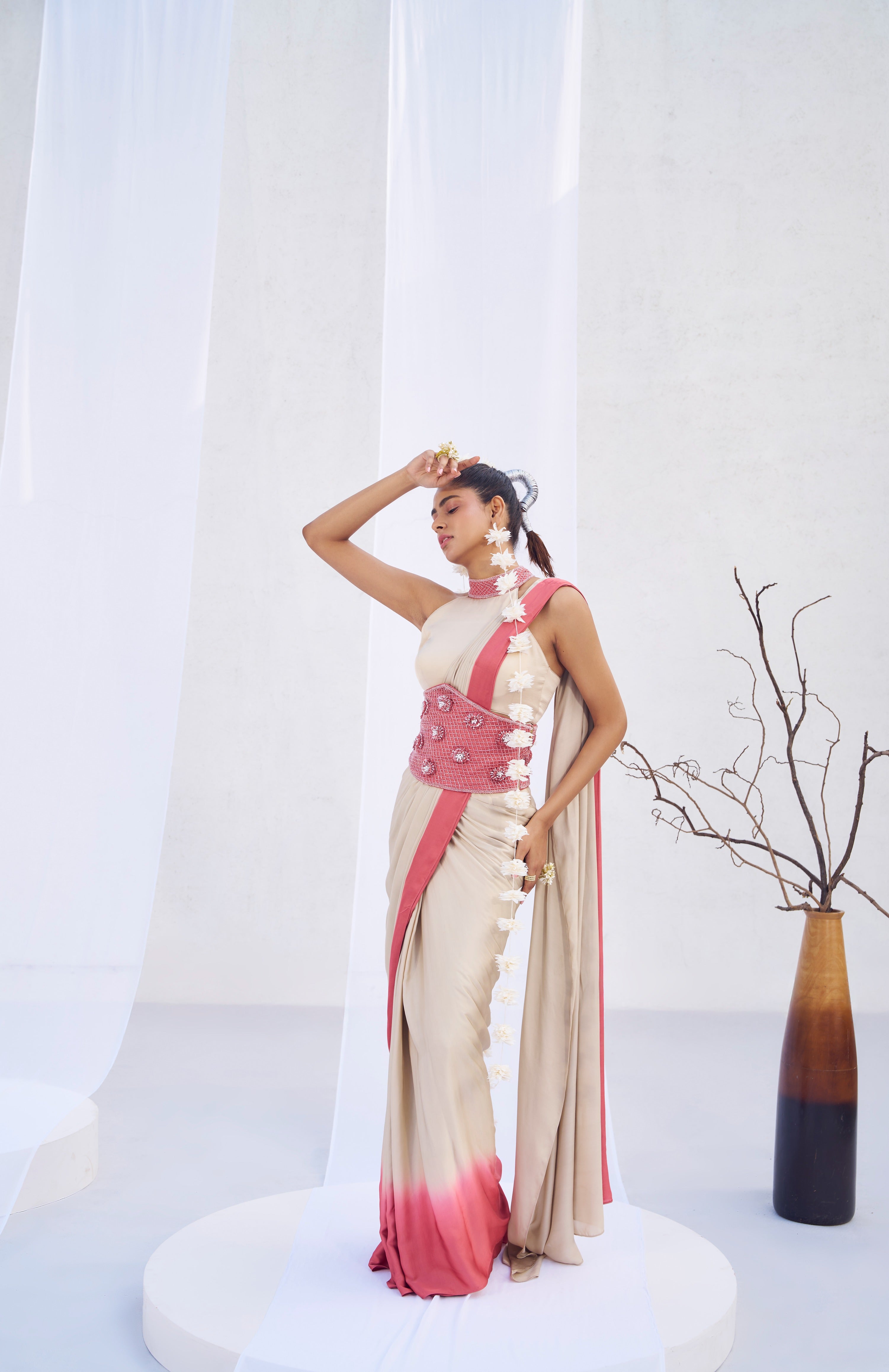 Shiva Draped Saree With Corset Belt
