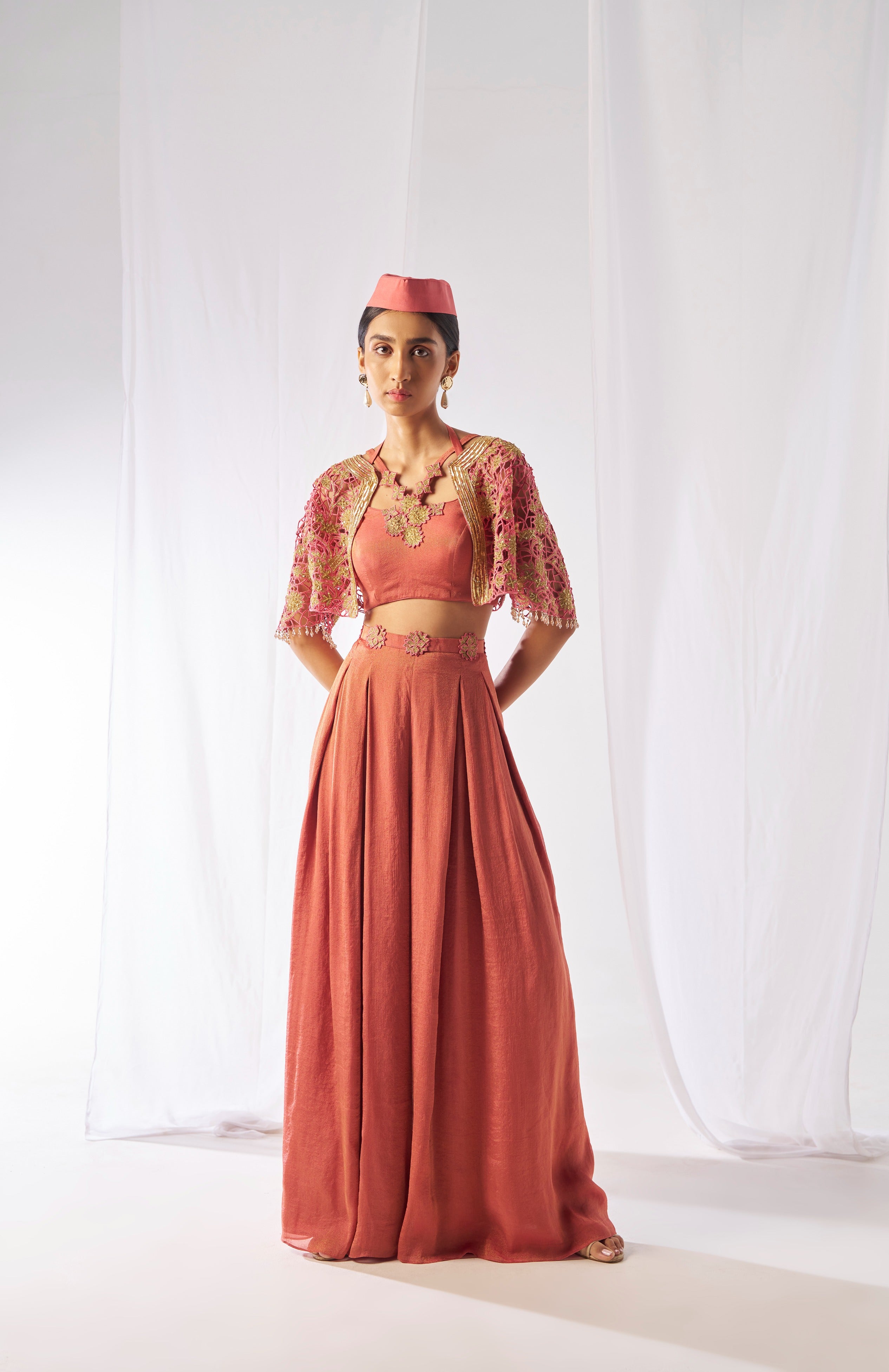 Kantimati Cape Bustier And Palazzos Set
