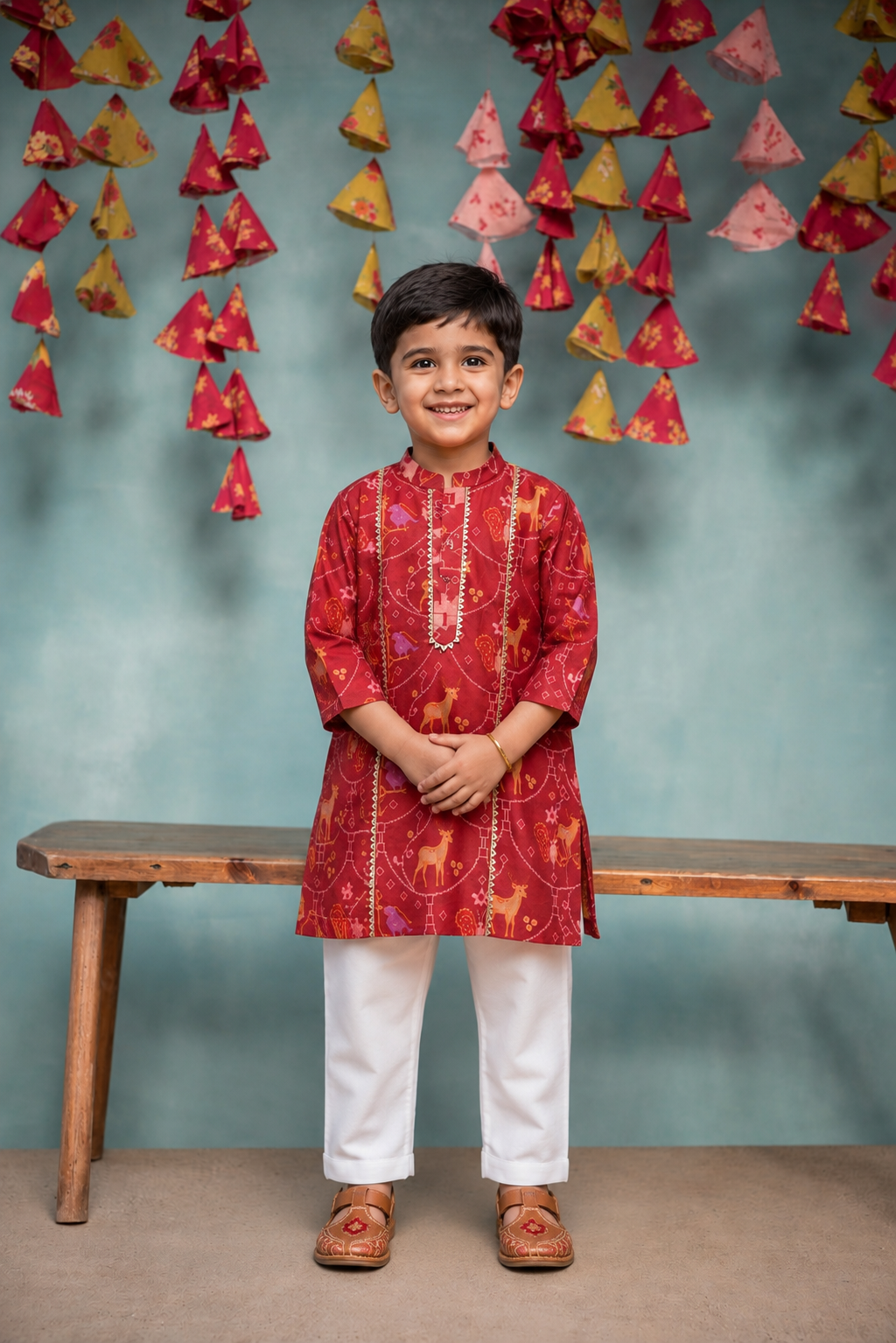 PRINTED IKKAT KURTA WITH PANTS
