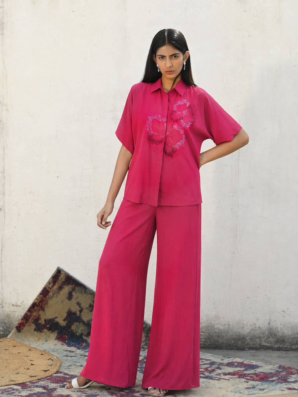 The Bloom Shirt Set (Fuchsia)