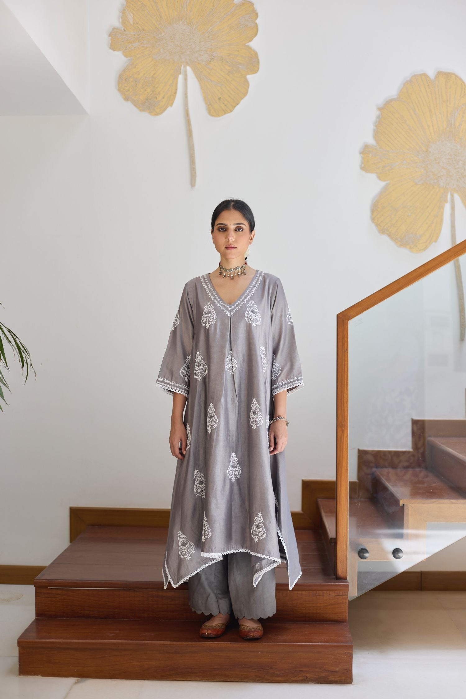 Grey Asymmetrical Kurta