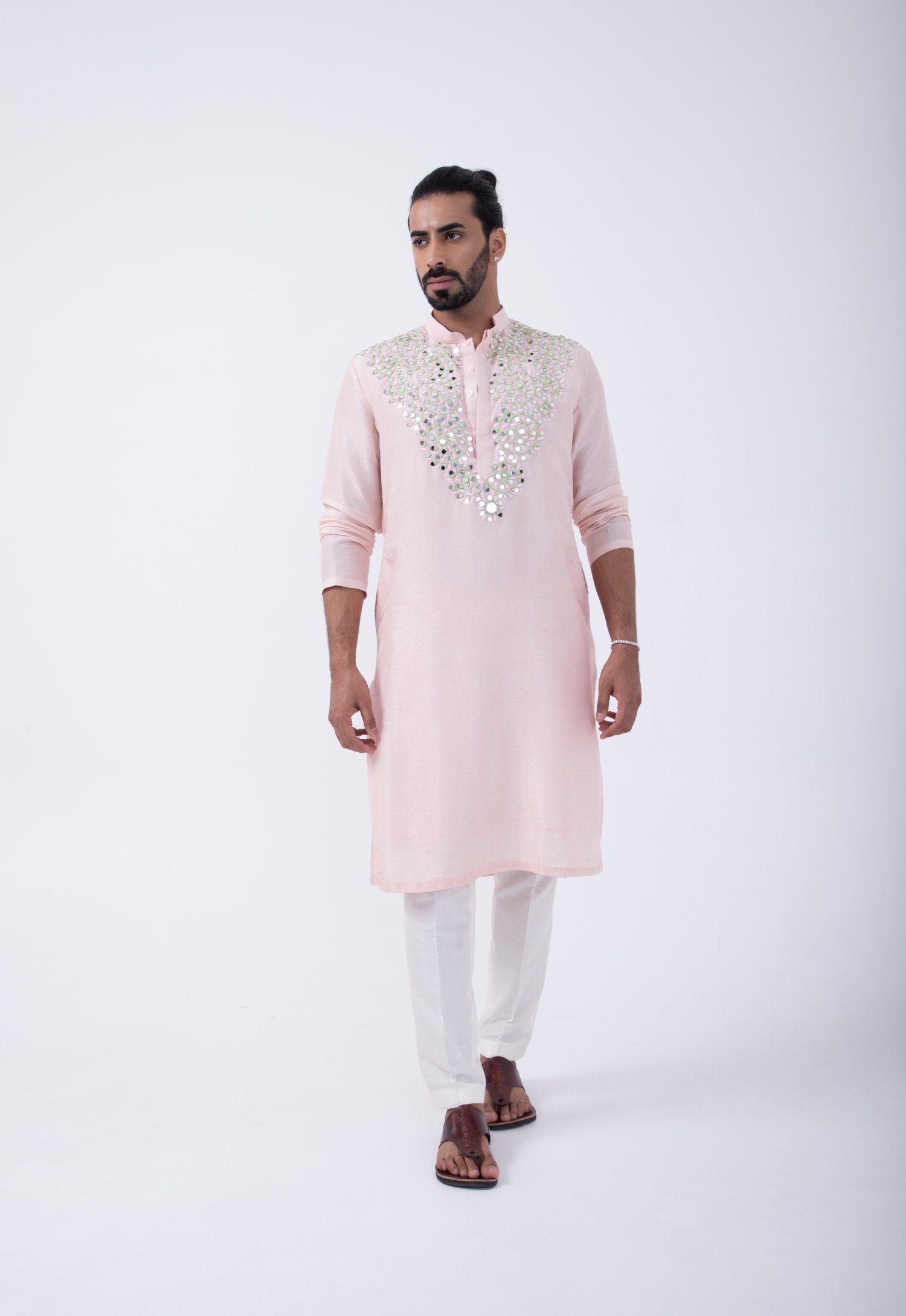 Pink Colorful Cluster Kurta Set