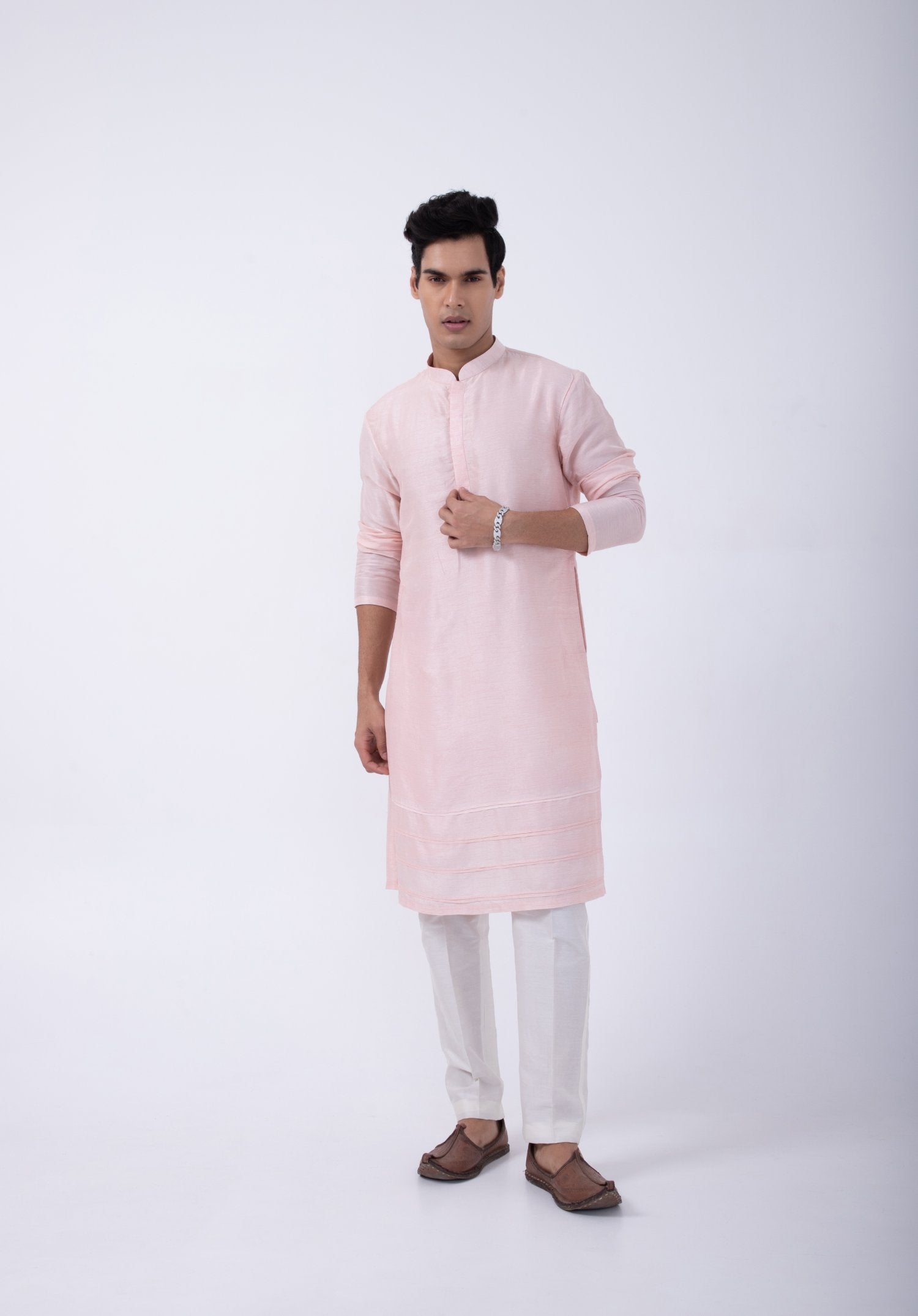 Pastel Pink Pintuck Kurta Set