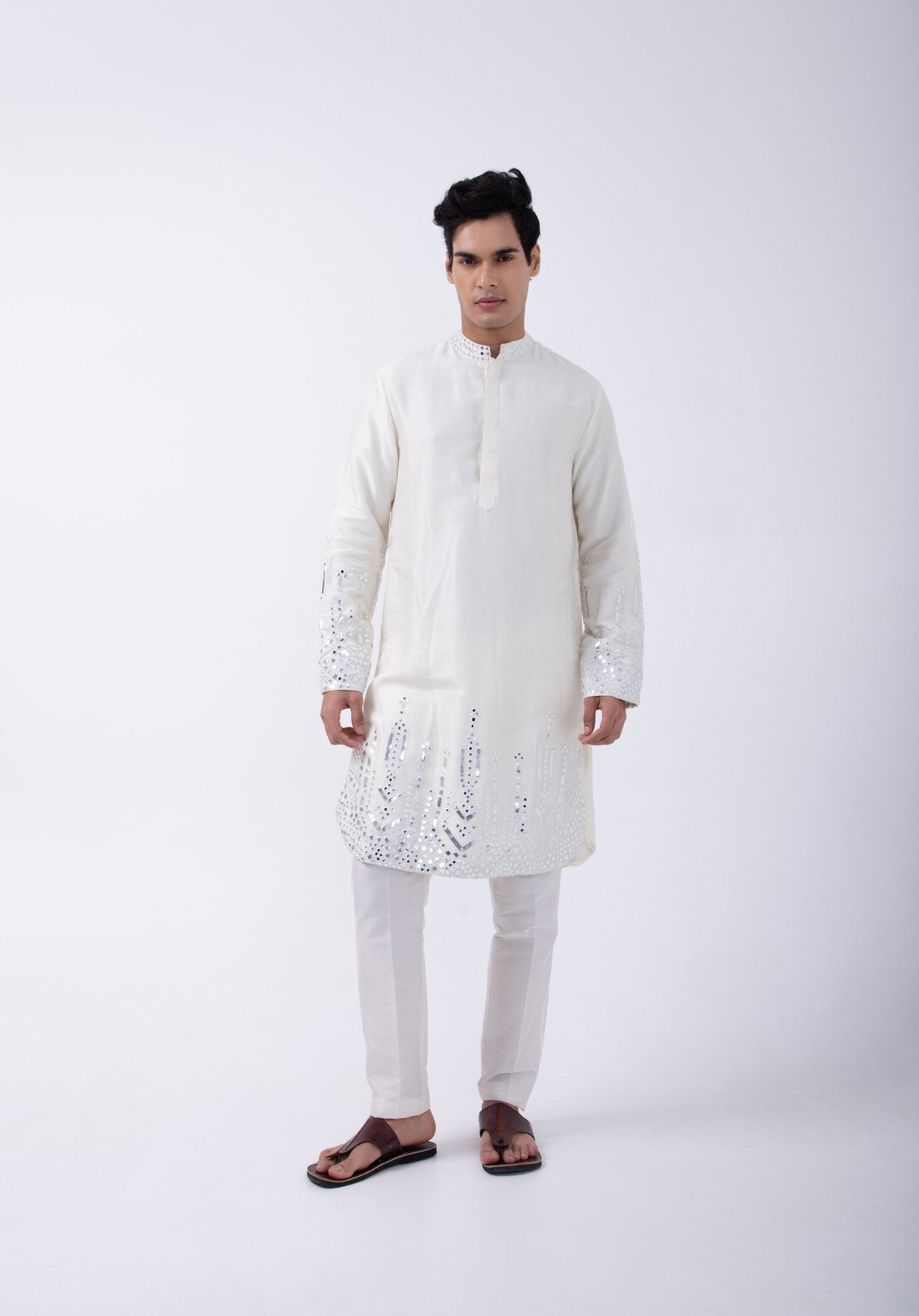 Ivory Heavy Emb Gap Kurta Set