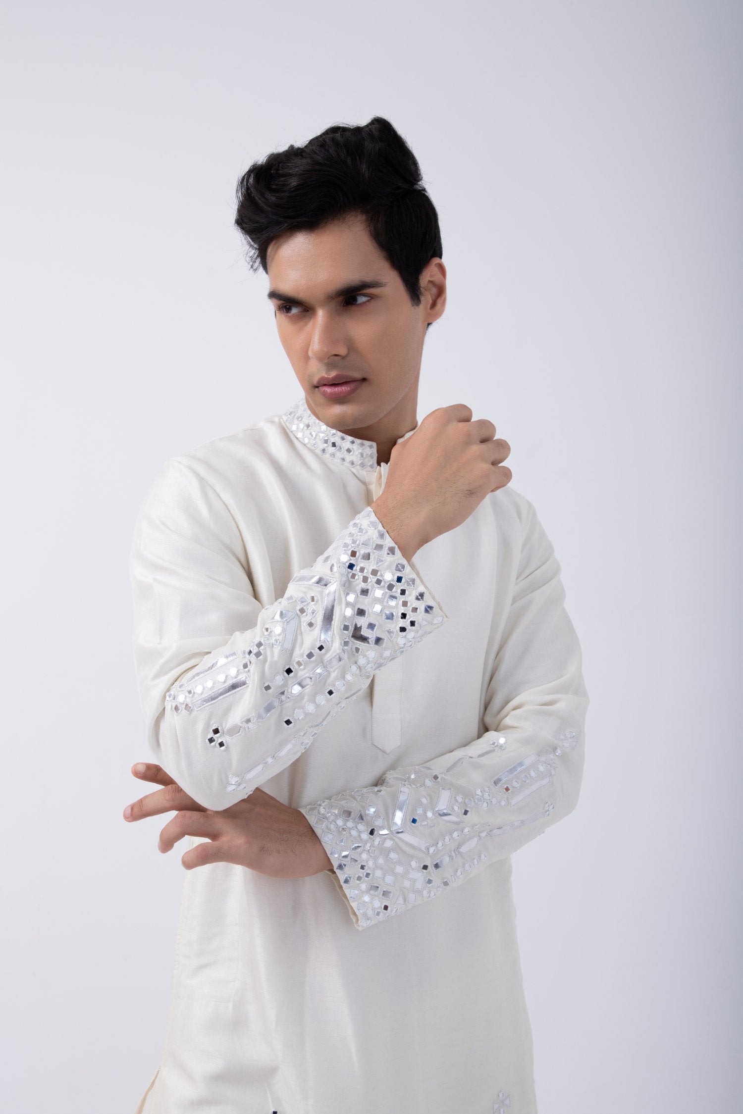 Ivory Heavy Emb Gap Kurta Set