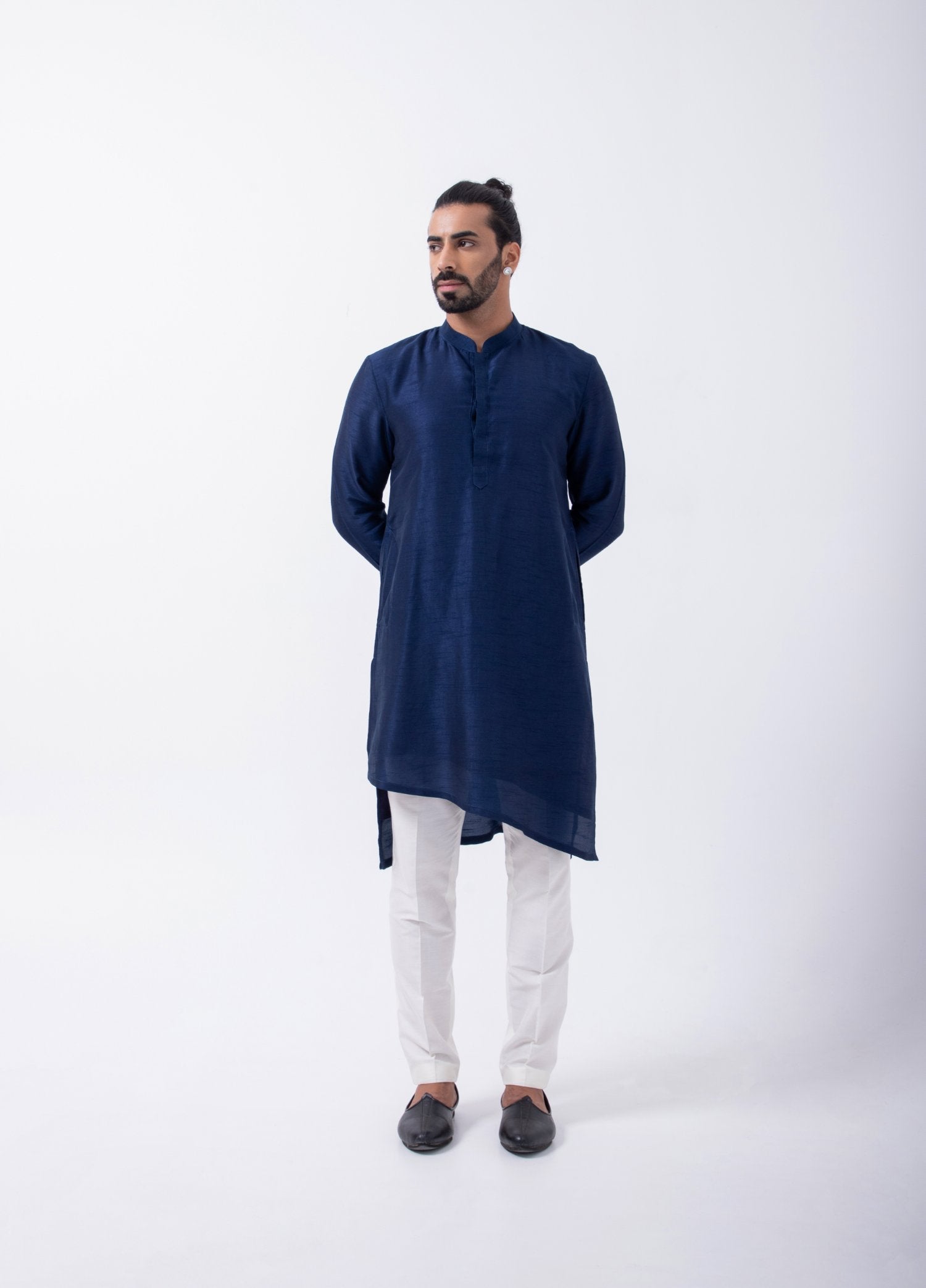 Blue Kurta Set With Blue Heavy Garden Embriodered Bundi