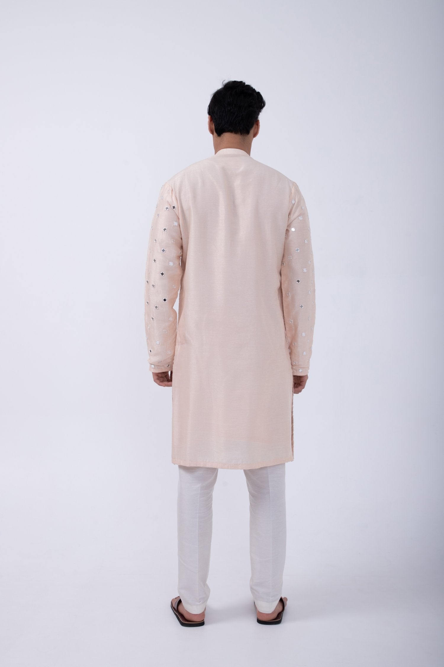 Peach Heavy Mirror World Kurta Set
