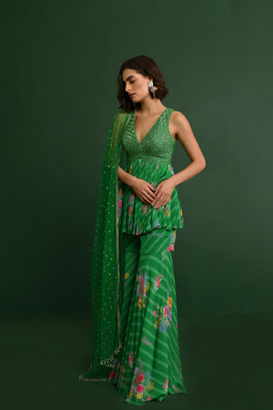 Raw Silk Adele Georgette Peplum- front view