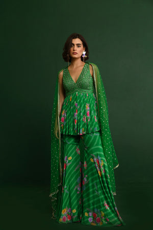 Raw Silk Adele Georgette Peplum- front view