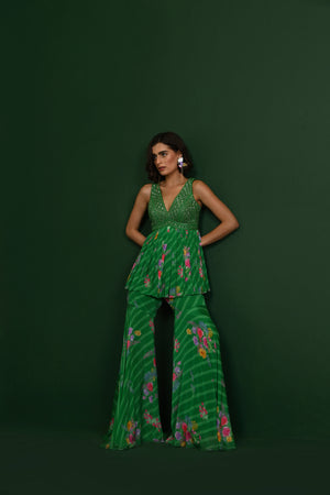 Raw Silk Adele Georgette Peplum- front view