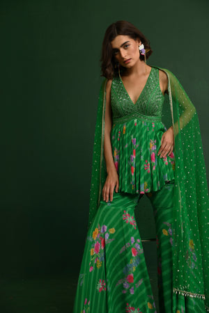 Raw Silk Adele Georgette Peplum- front view