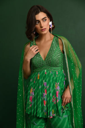 Raw Silk Adele Georgette Peplum- front view