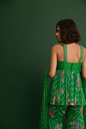 Raw Silk Adele Georgette Peplum- back view