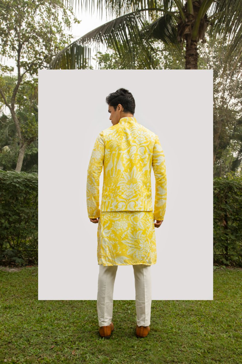 Yellow Printed Bundi