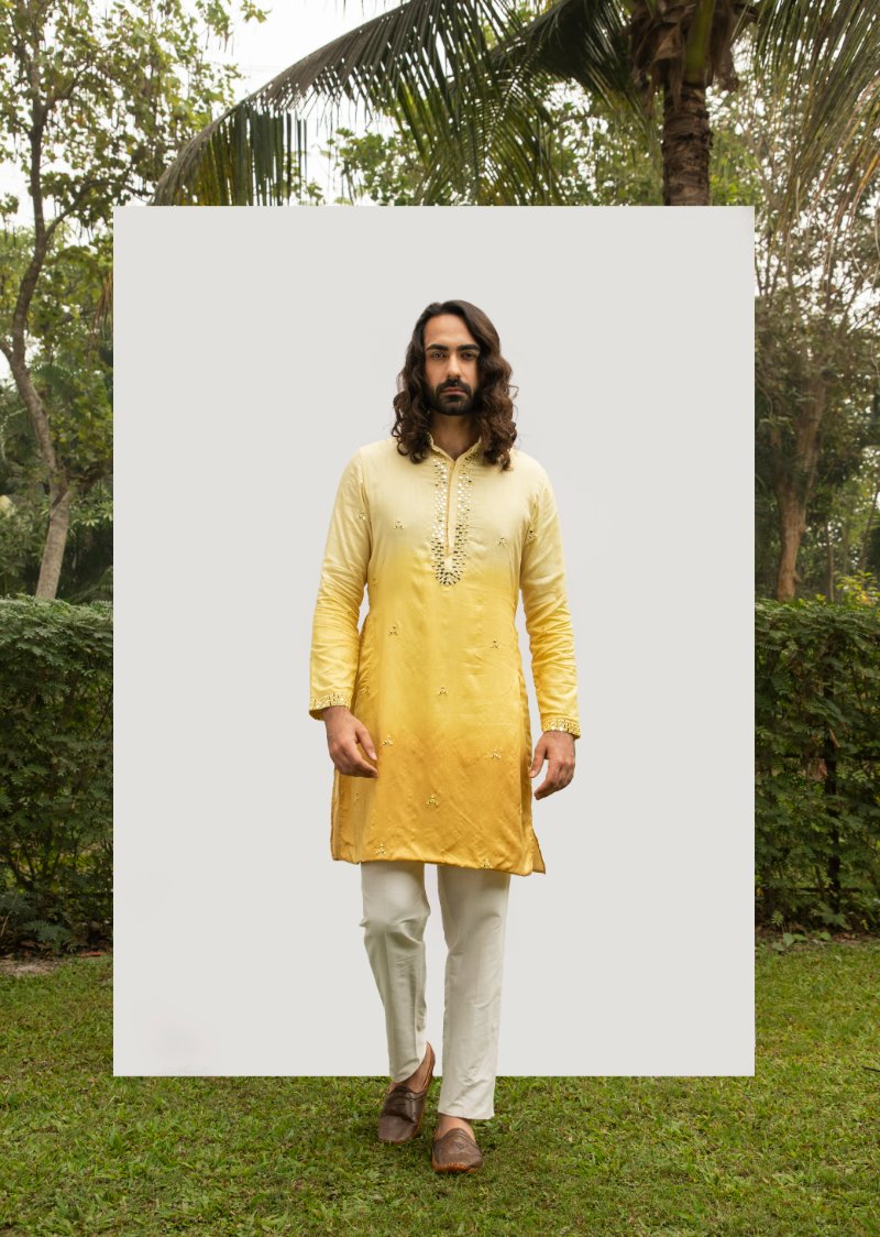 Yellow Ombre Kurta Set