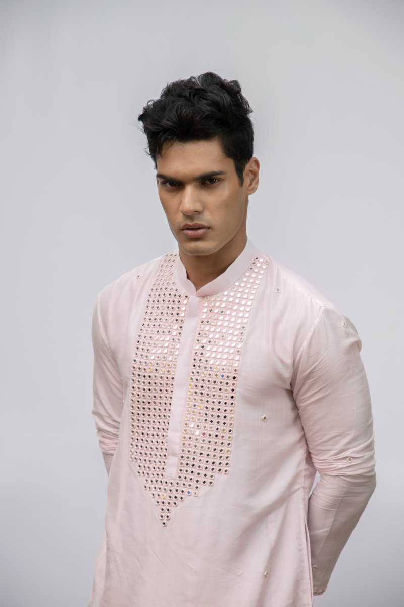 Pink Vintage Mirror Kurta Set