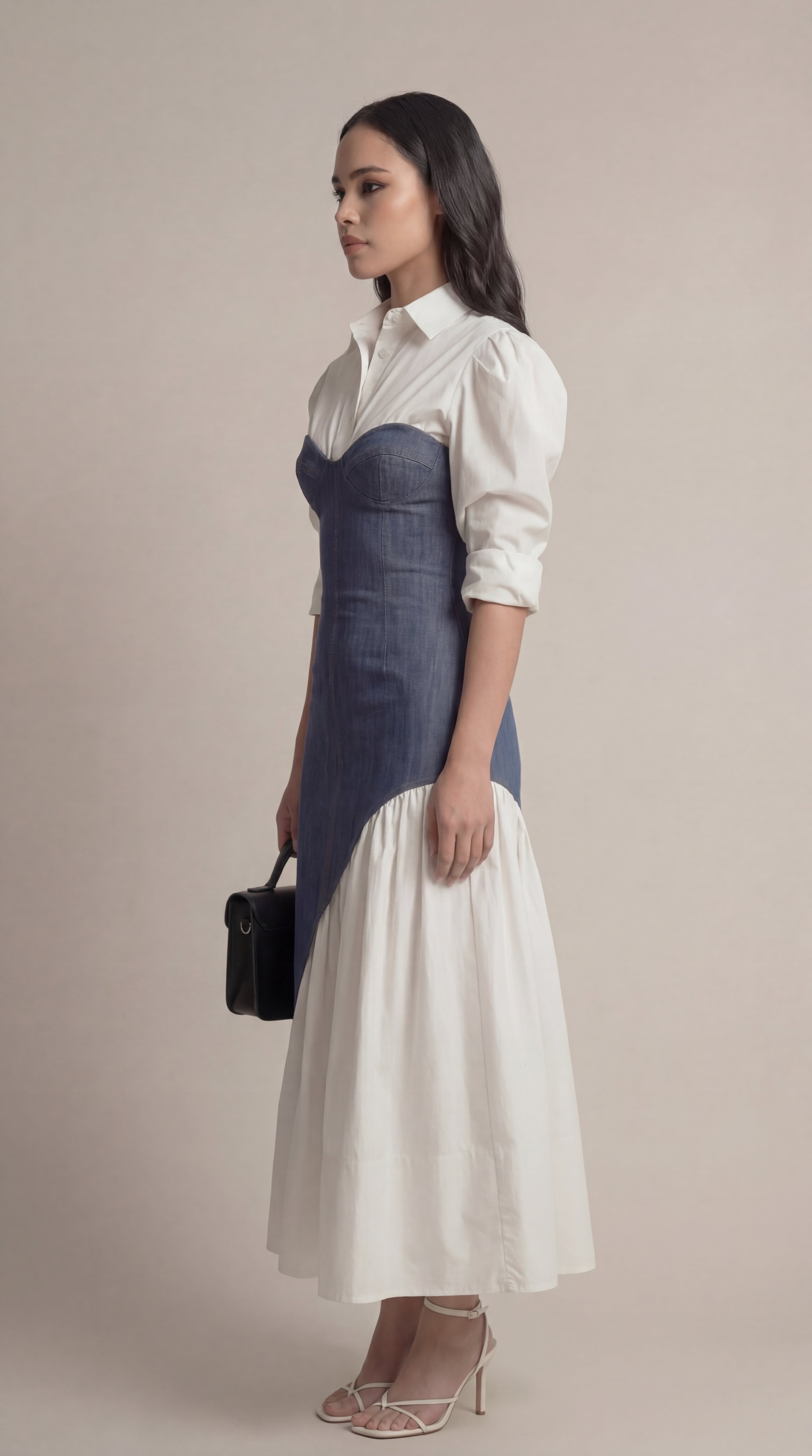 Denim Corset Shirt Midi