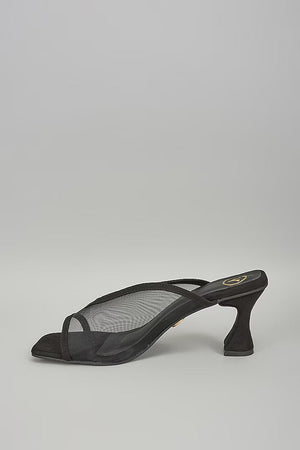 Black Shark Net Open Toe Heels