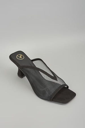 Black Shark Net Open Toe Heels